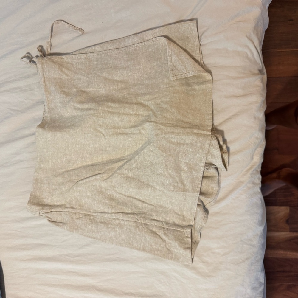 Beige Linen Wrap Skort